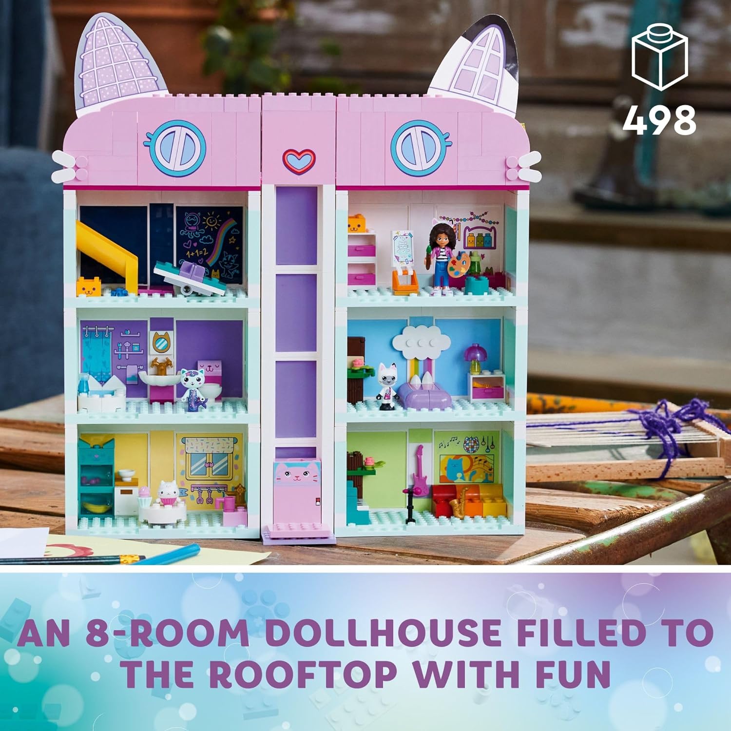 LEGO GABBY'S DOLLHOUSE - JUEGO DE CONSTRUCCIÓN,8 HABITACIONES Y PERSONAJES DE THE SHOW,INCLUYENDO GABBY,PANDY PAWS,CAKEY Y MERCAT - 2