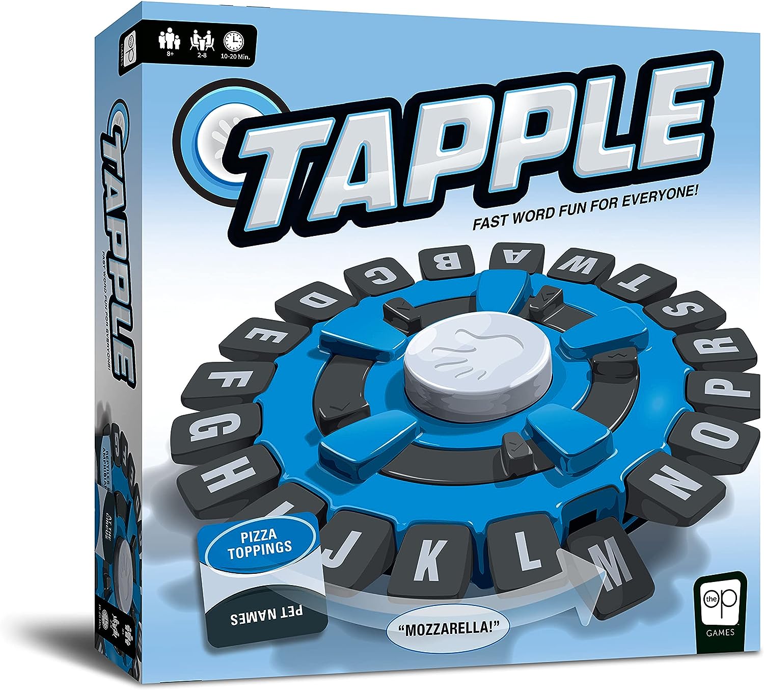 USAOPOLY TAPPLE JUEGO DE PALABRAS, JUEGO DE MESA DE RITMO RÁPIDO, ELIGE UNA CATEGORÍA Y CARRERA CONTRA EL TIEMPO - 1