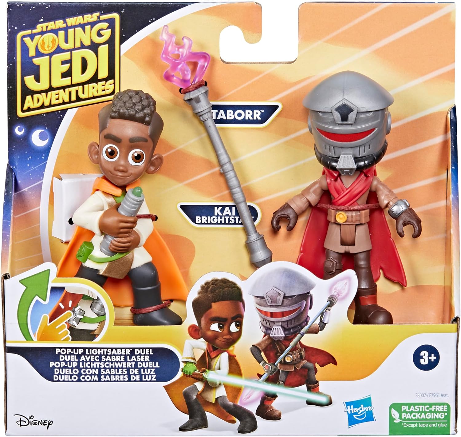 STAR WARS YOUNG JEDI ADVENTURES POP-UP LIGHTSABER DUEL, KAI BRIGHTSTAR Y TABORR FIGURAS DE ACCIÓN,JUGUETES A ESCALA DE 4 PULGADAS - 6