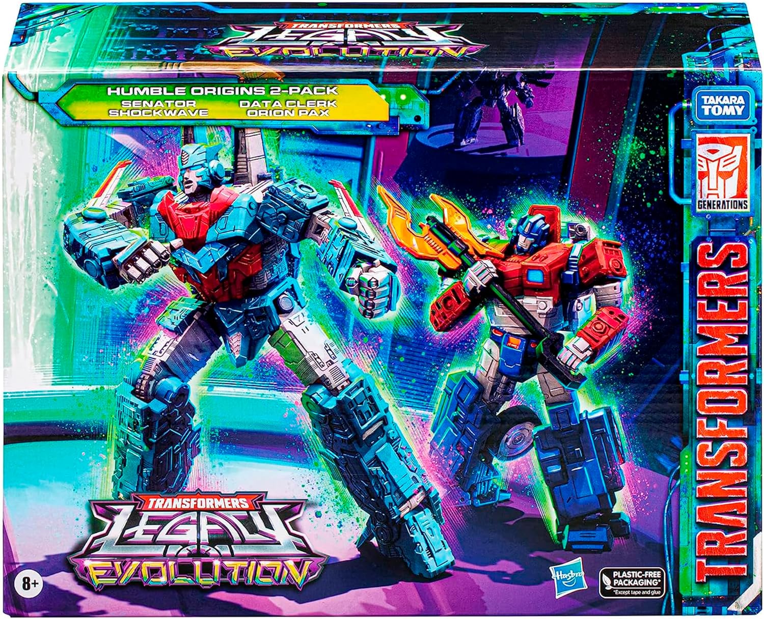 TRANSFORMERS TOYS LEGACY EVOLUTION VOYAGER SENATOR SHOCKWAVE Y DELUXE DATA CLERK ORION PAX HUMBLE ORIGINS PAQUETE DE 2 - 4