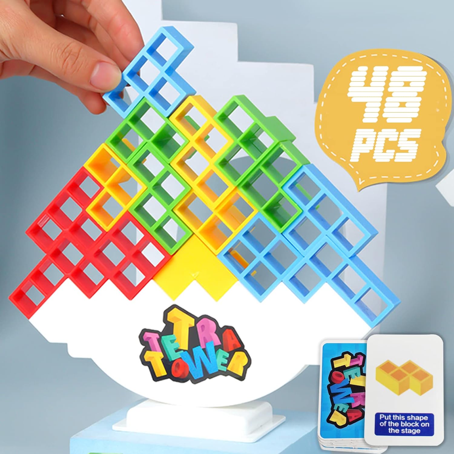 ALKISTA JUEGO DE 48 BLOQUES DE EQUILIBRIO DE TORRE TETRA, JUEGOS DE MESA PARA 2 JUGADORES A MAS - 1
