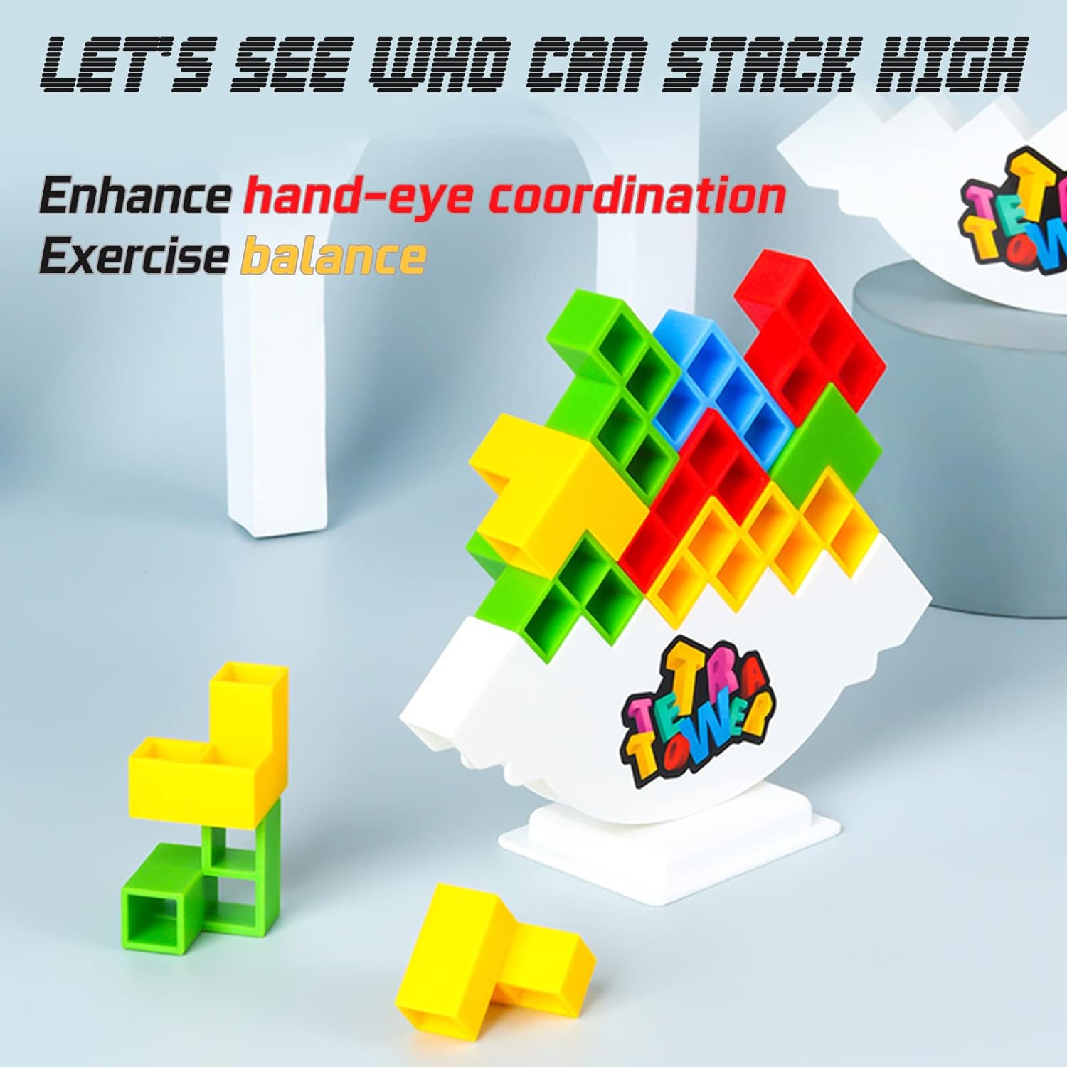 ALKISTA JUEGO DE 48 BLOQUES DE EQUILIBRIO DE TORRE TETRA, JUEGOS DE MESA PARA 2 JUGADORES A MAS - 6