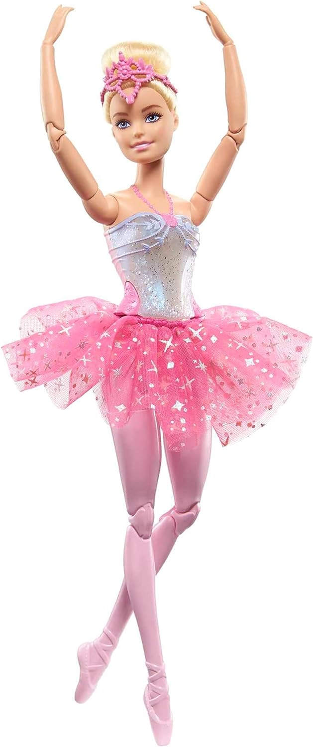 BARBIE DREAMTOPIA- TWINKLE LIGHTS POSABLE BALLERINA CON 5 ESPECTÁCULOS DE ILUMINACIÓN,TUTÚ ROSA BRILLANTE,PELO RUBIO Y TIARA - 1