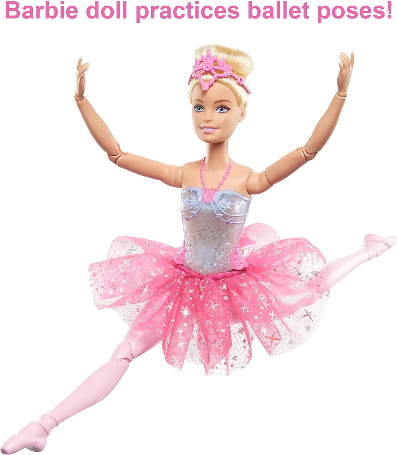 BARBIE DREAMTOPIA- TWINKLE LIGHTS POSABLE BALLERINA CON 5 ESPECTÁCULOS DE ILUMINACIÓN,TUTÚ ROSA BRILLANTE,PELO RUBIO Y TIARA - 3