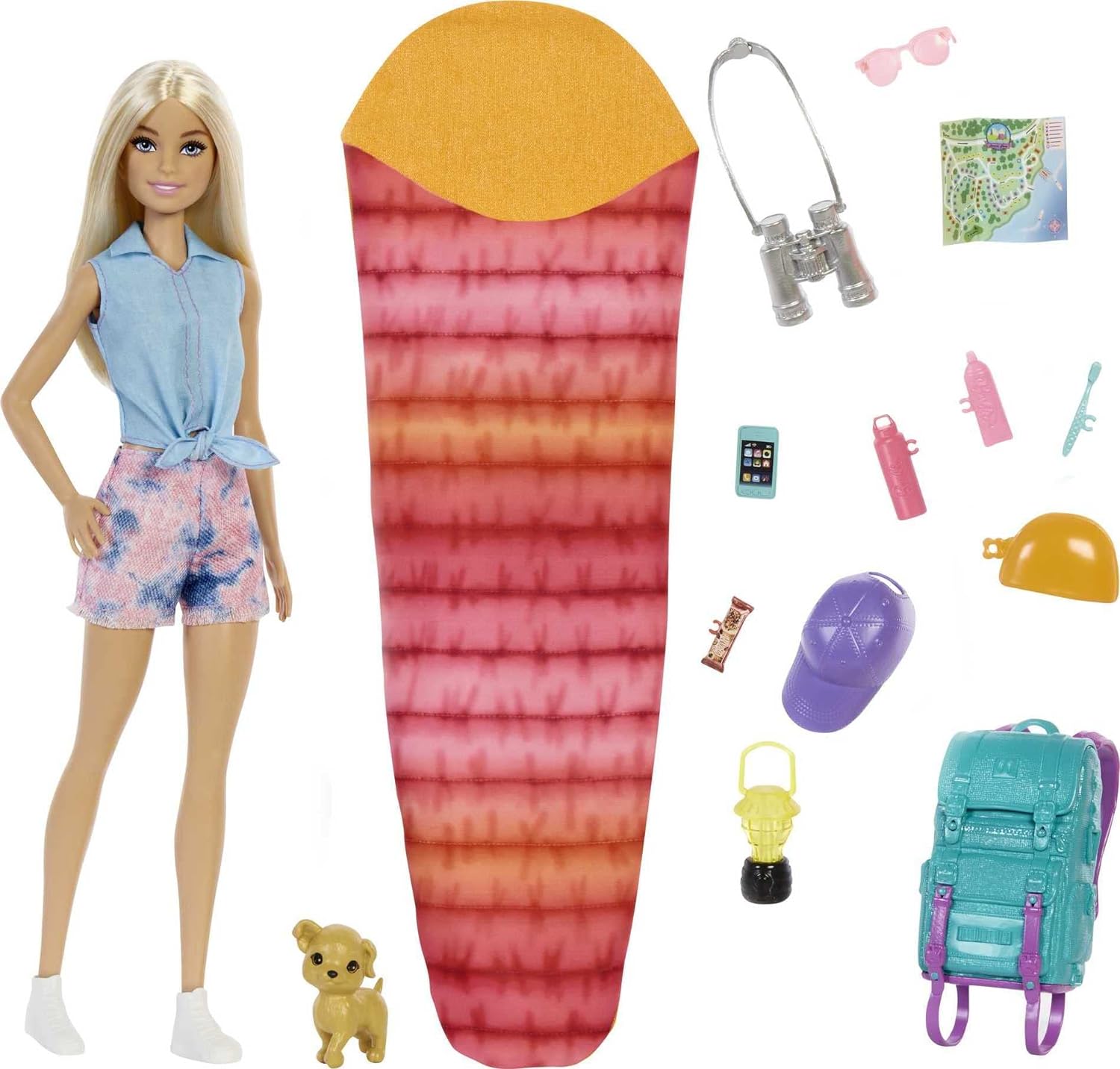 BARBIE SE NECESITAN DOS MUÑECAS Y ACCESORIOS, MALIBU CAMPING PLAYSET CON MUÑECA Y MÁS DE 10 ACCESORIOS INCLUYENDO SACO DE DORMIR - 1
