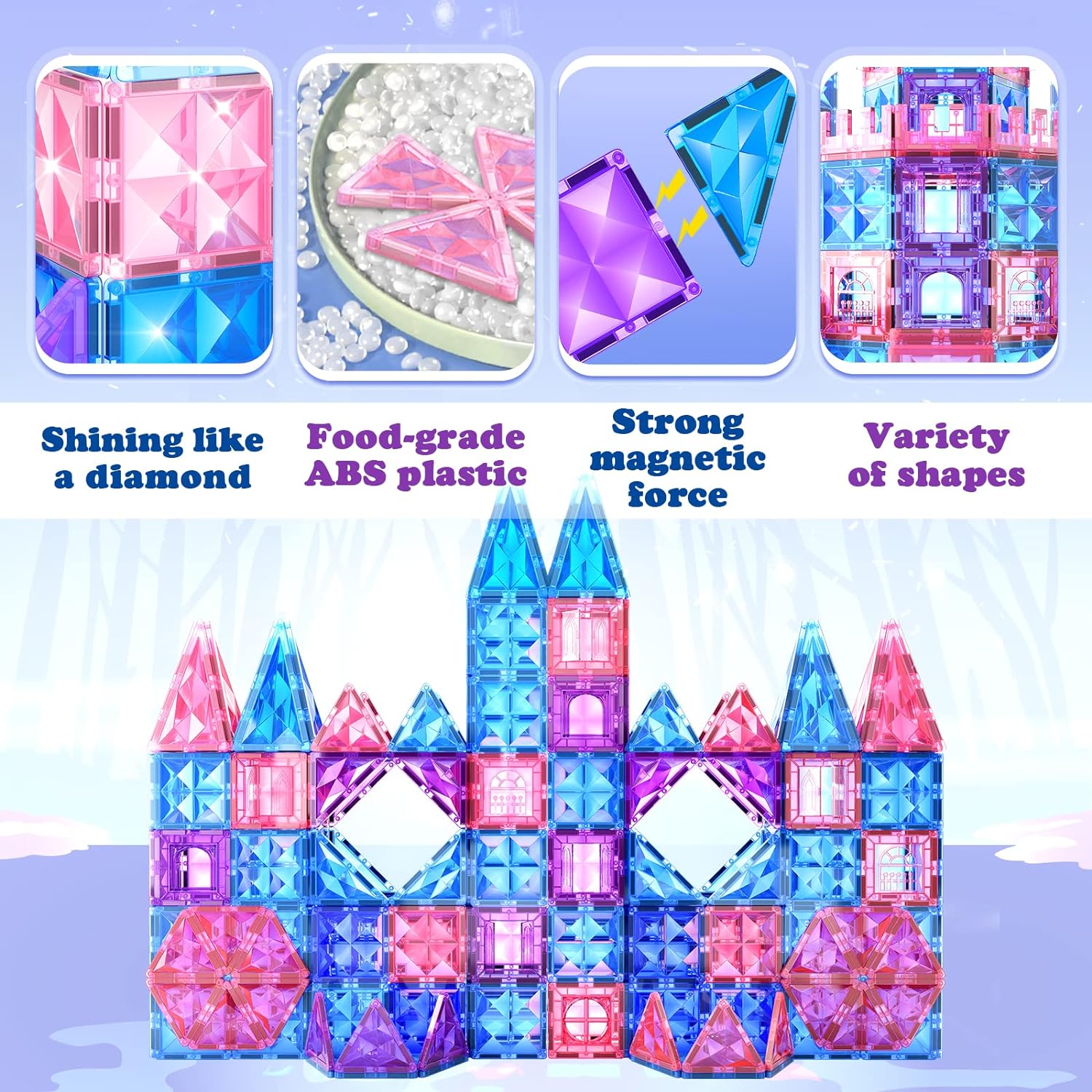 AZULEJOS MAGNÉTICOS DE DIAMANTE PARA NIÑAS DE 6 A 7 AÑOS, 6 A 8, 3 A 5 AÑOS, JUGUETES DE FROZEN PARA NIÑAS - 4