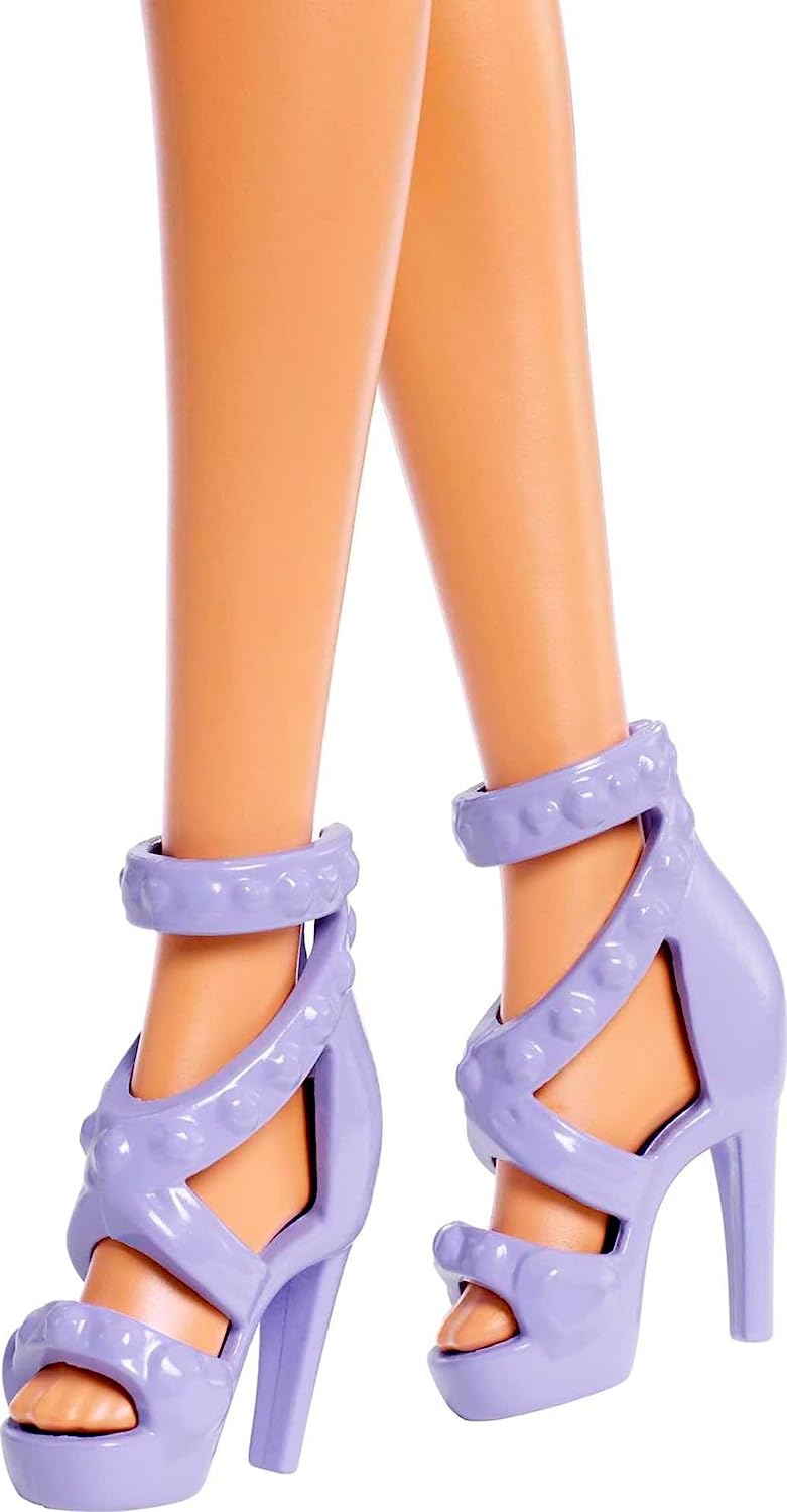 BARBIE MUÑECA POP STAR FASHION CON PELO ROSA Y OJOS MARRONES, FALDA IRIDISCENTE Y ACCESORIO PARA MICRÓFONO - 4