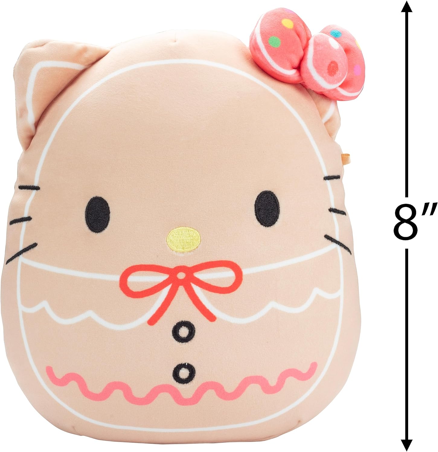 SQUISHMALLOWS HELLO KITTY GINGERBREAD DE 8', PELUCHE OFICIAL DE KELLYTOY NAVIDEÑO, COLECCIONABLE SUAVE Y ESPONJOSO - 4
