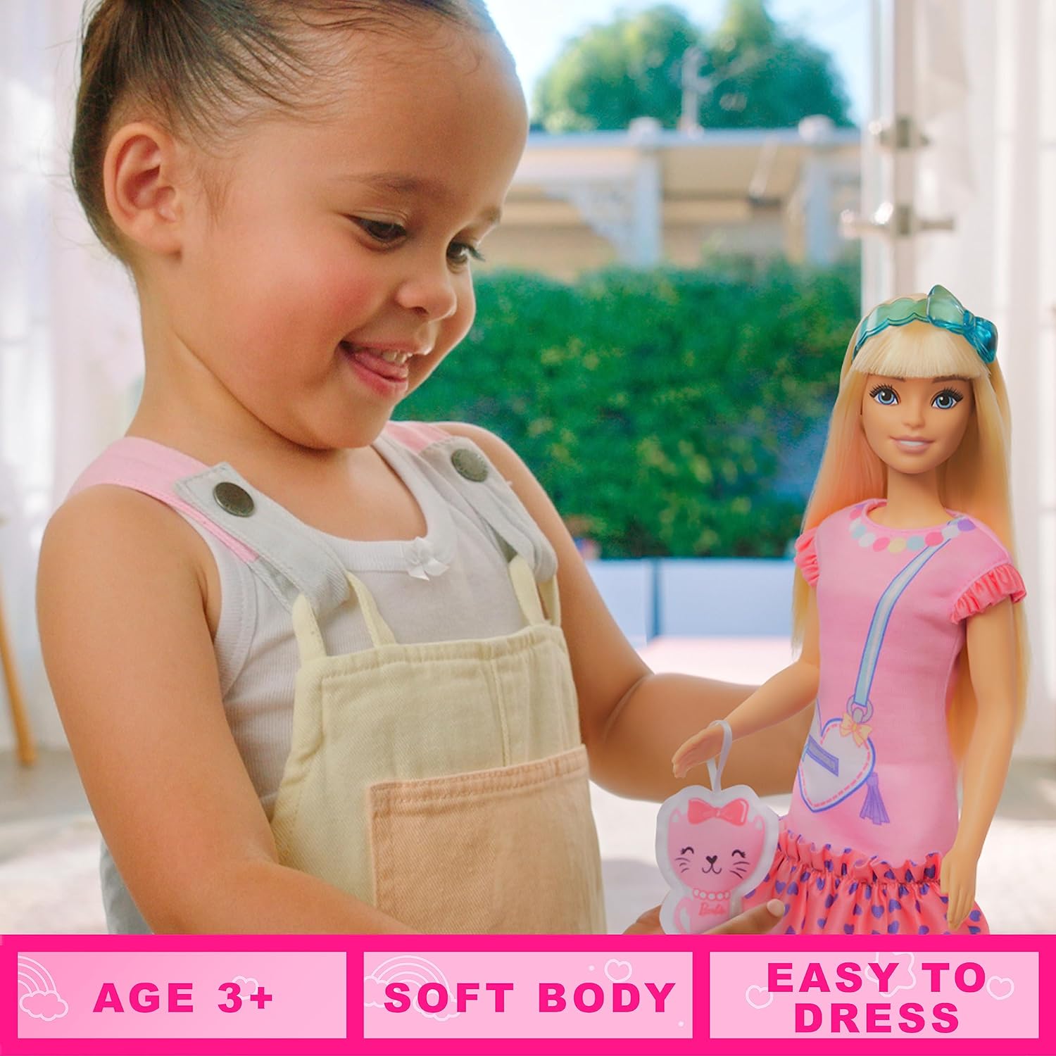 BARBIE MUÑECA PARA NIÑOS, CABELLO RUBIO, MUÑECA MY FIRST BARBIE 'MALIBU', GATITO DE PELUCHE, ACCESORIOS, CUERPO SUAVE POSABLE - 2