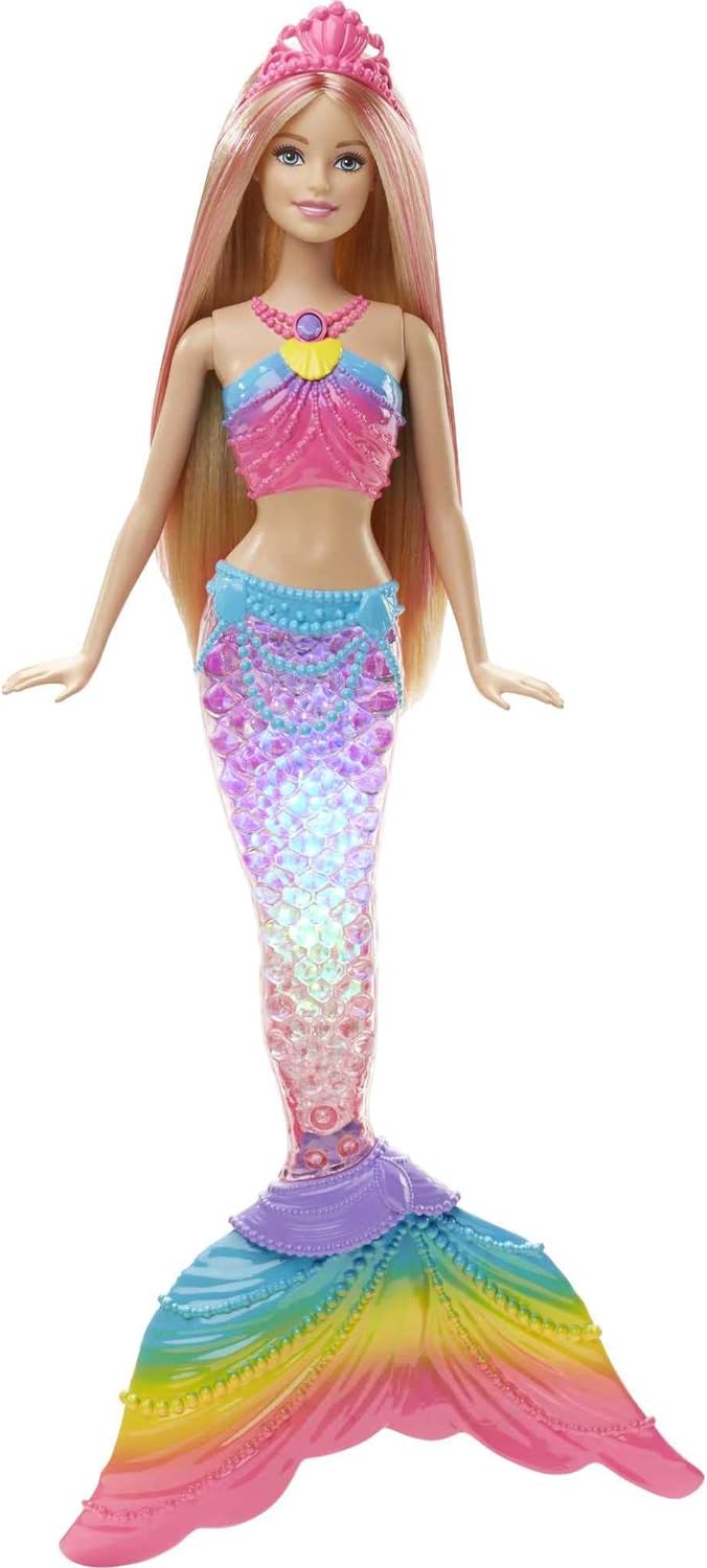 MUÑECA BARBIE MODELO SIRENA ARCO IRIS CON LUCES, RUBIA - 1