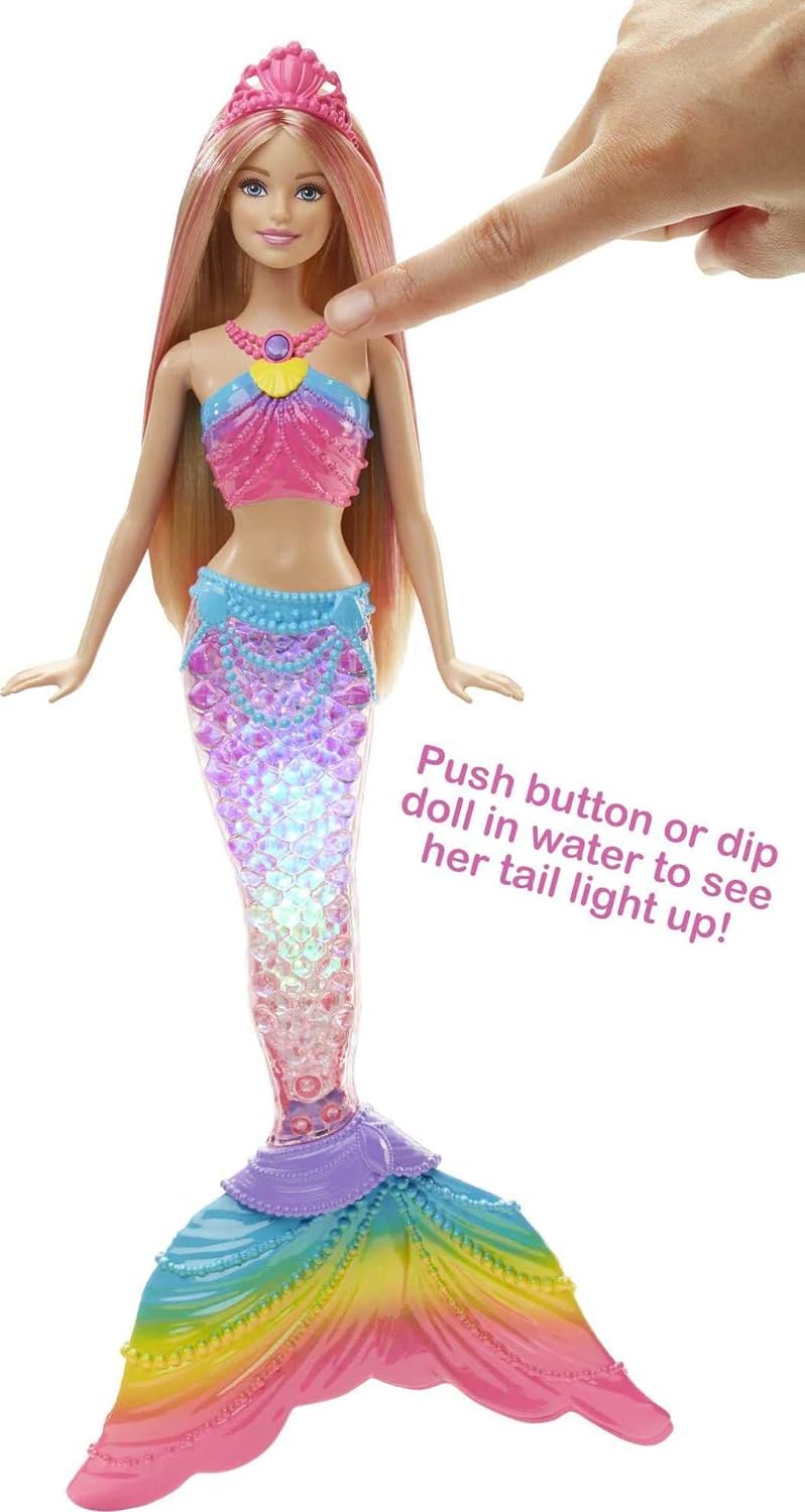 MUÑECA BARBIE MODELO SIRENA ARCO IRIS CON LUCES, RUBIA - 3