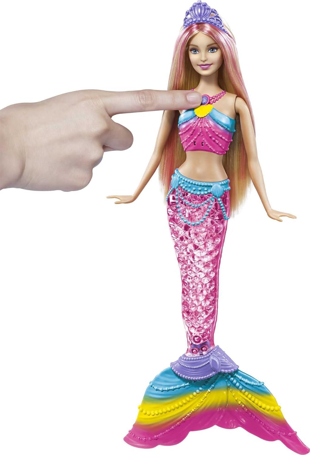 MUÑECA BARBIE MODELO SIRENA ARCO IRIS CON LUCES, RUBIA - 4
