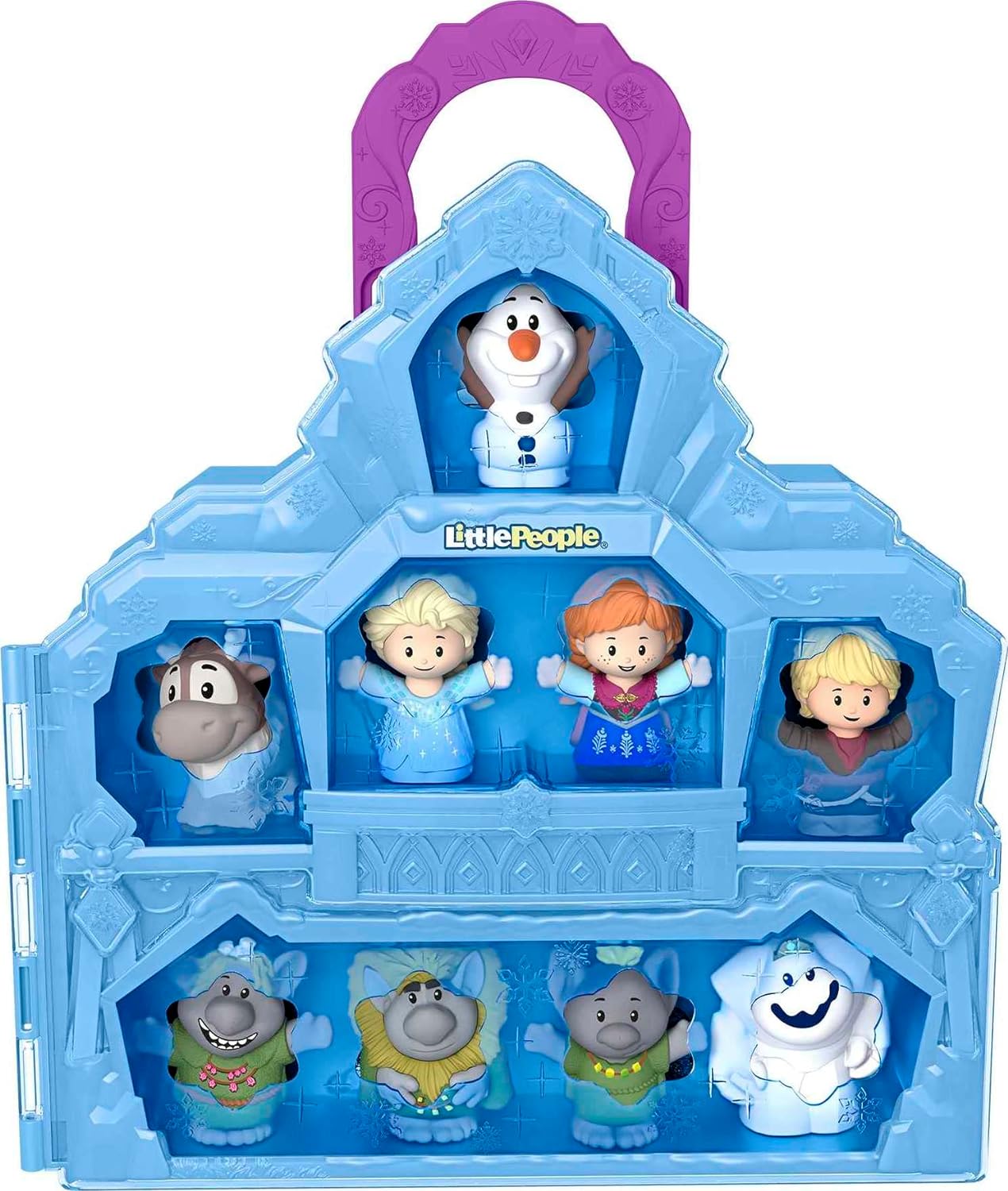 FISHER-PRICE LITTLE PEOPLE PLAYSET DISNEY FROZEN CARRY ALONG CASTLE CASE CON 9 FIGURAS PARA NIÑOS PREESCOLARES - 1