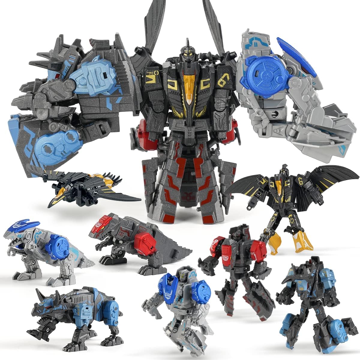 JUGUETES ROBOT TRANSFORMADORES DE DINOSAURIO DE 11 FORMAS, 4 PAQUETES DE FIGURAS DE ACCIÓN STEM, ALEACIÓN,MODELO DINOROBOT 4 EN 1 - 1