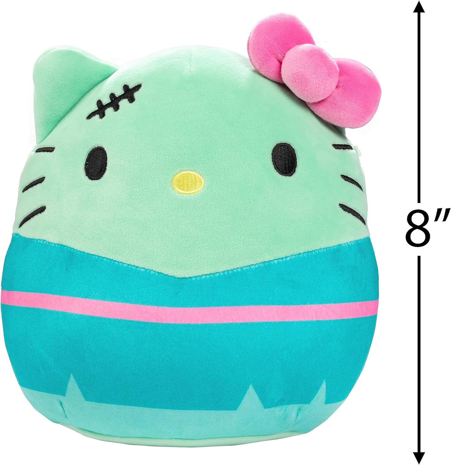 SQUISHMALLOWS HELLO KITTY FRANKENKITTY DE 8', KELLYTOY 2023 DE SANRIO DE HALLOWEEN, JUGUETE DE PELUCHE COLECCIONABLE SUAVE - 4