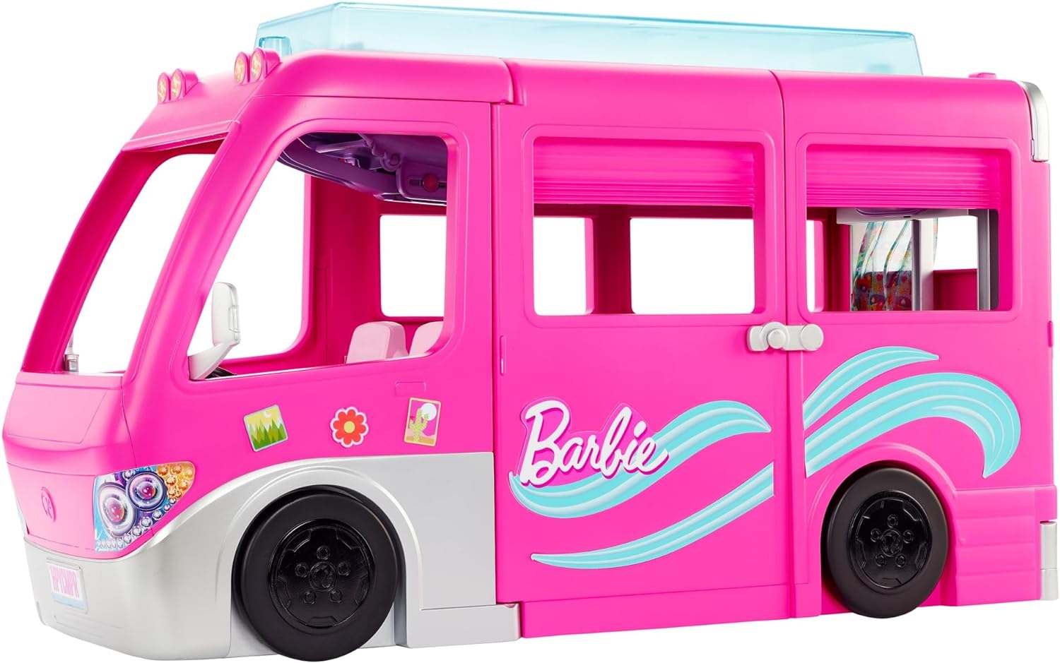 BARBIE DREAMCAMPER PLAYSET,VEHÍCULO DE JUGUETE DREAMCAMPER CON 60 ACCESORIOS INCLUYENDO MUEBLES, PISCINA Y TOBOGÁN DE 30 PULGADAS - 2
