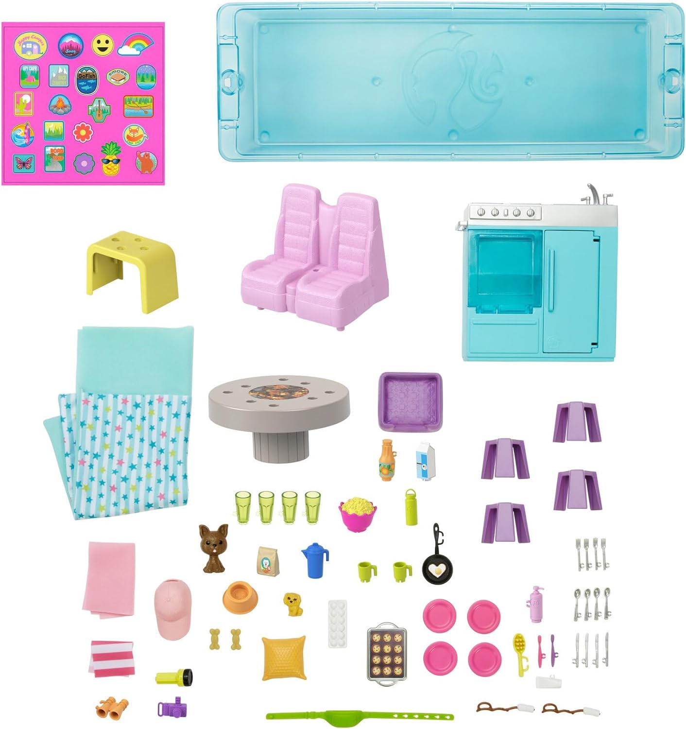 BARBIE DREAMCAMPER PLAYSET,VEHÍCULO DE JUGUETE DREAMCAMPER CON 60 ACCESORIOS INCLUYENDO MUEBLES, PISCINA Y TOBOGÁN DE 30 PULGADAS - 3