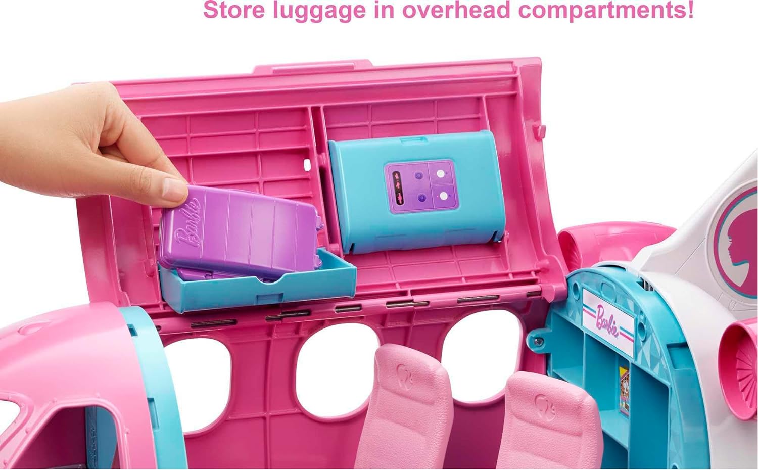 BARBIE JUEGO DE AVIONES, DREAMPLANE CON MÁS DE 15 ACCESORIOS,INCLUYENDO CACHORRO,CARRITO DE APERITIVOS,ASIENTOS RECLINABLES Y MÁS - 3