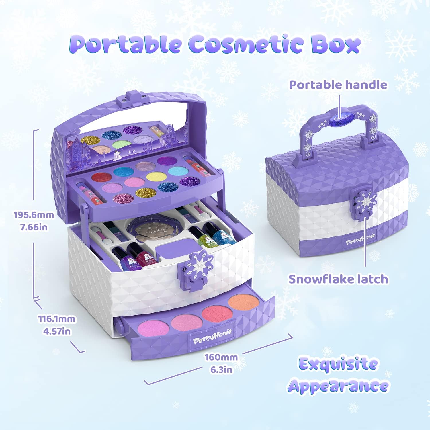 PERRYHOME KIT DE MAQUILLAJE INFANTIL PARA NIÑA, 35 PIEZAS, COSMÉTICOS REALES LAVABLES, JUEGO DE MAQUILLAJE PARA NIÑAS PEQUEÑAS - 3