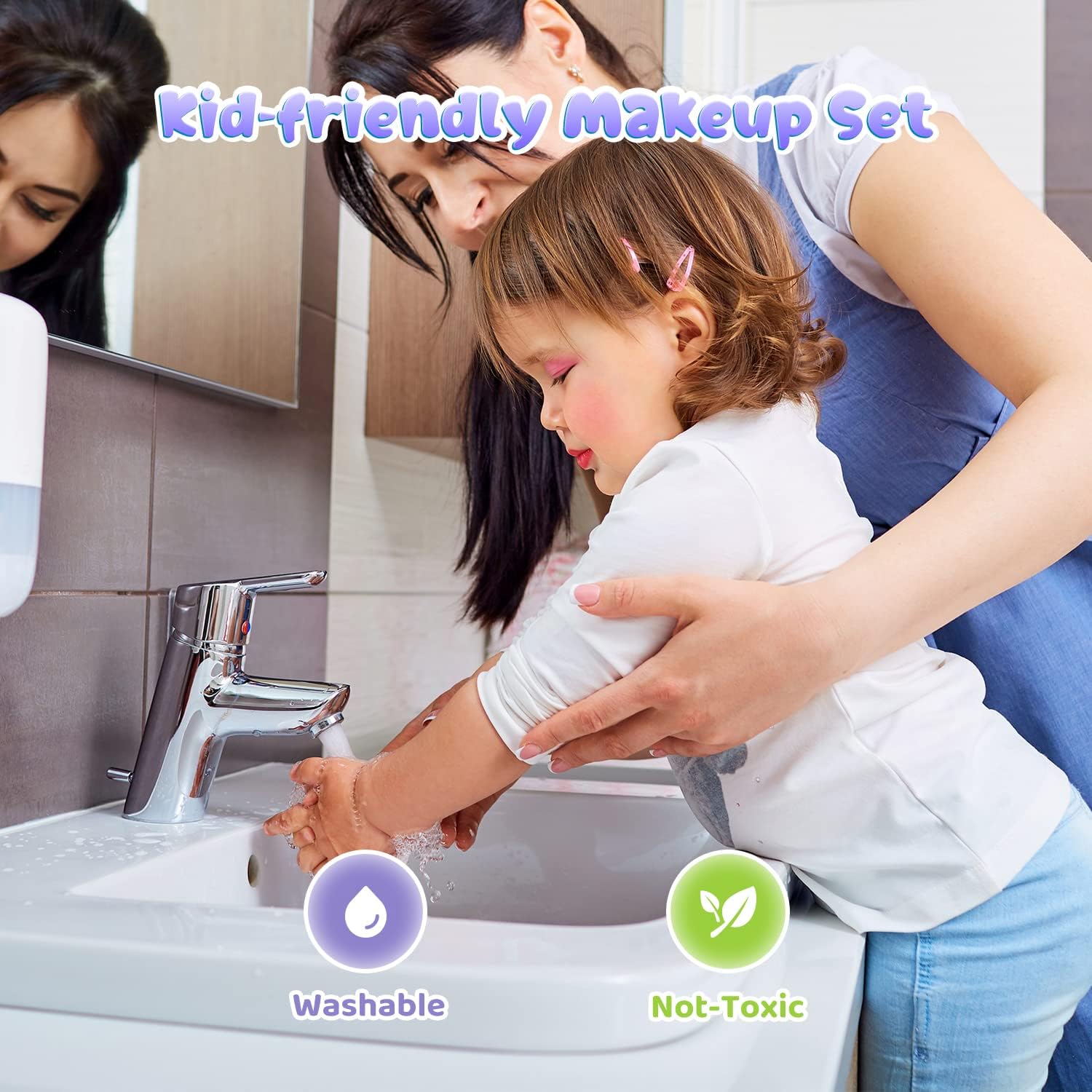 PERRYHOME KIT DE MAQUILLAJE INFANTIL PARA NIÑA, 35 PIEZAS, COSMÉTICOS REALES LAVABLES, JUEGO DE MAQUILLAJE PARA NIÑAS PEQUEÑAS - 4
