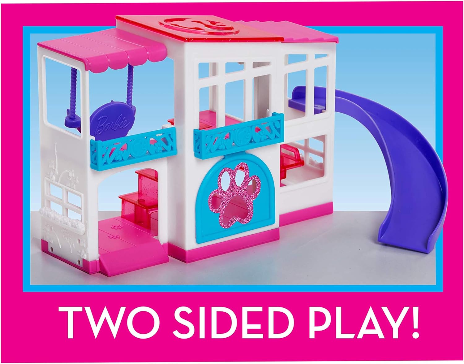 BARBIE PET DREAMHOUSE JUEGO DE 2 CARAS, 10 PIEZAS, INCLUYE MASCOTAS Y ACCESORIOS - 4
