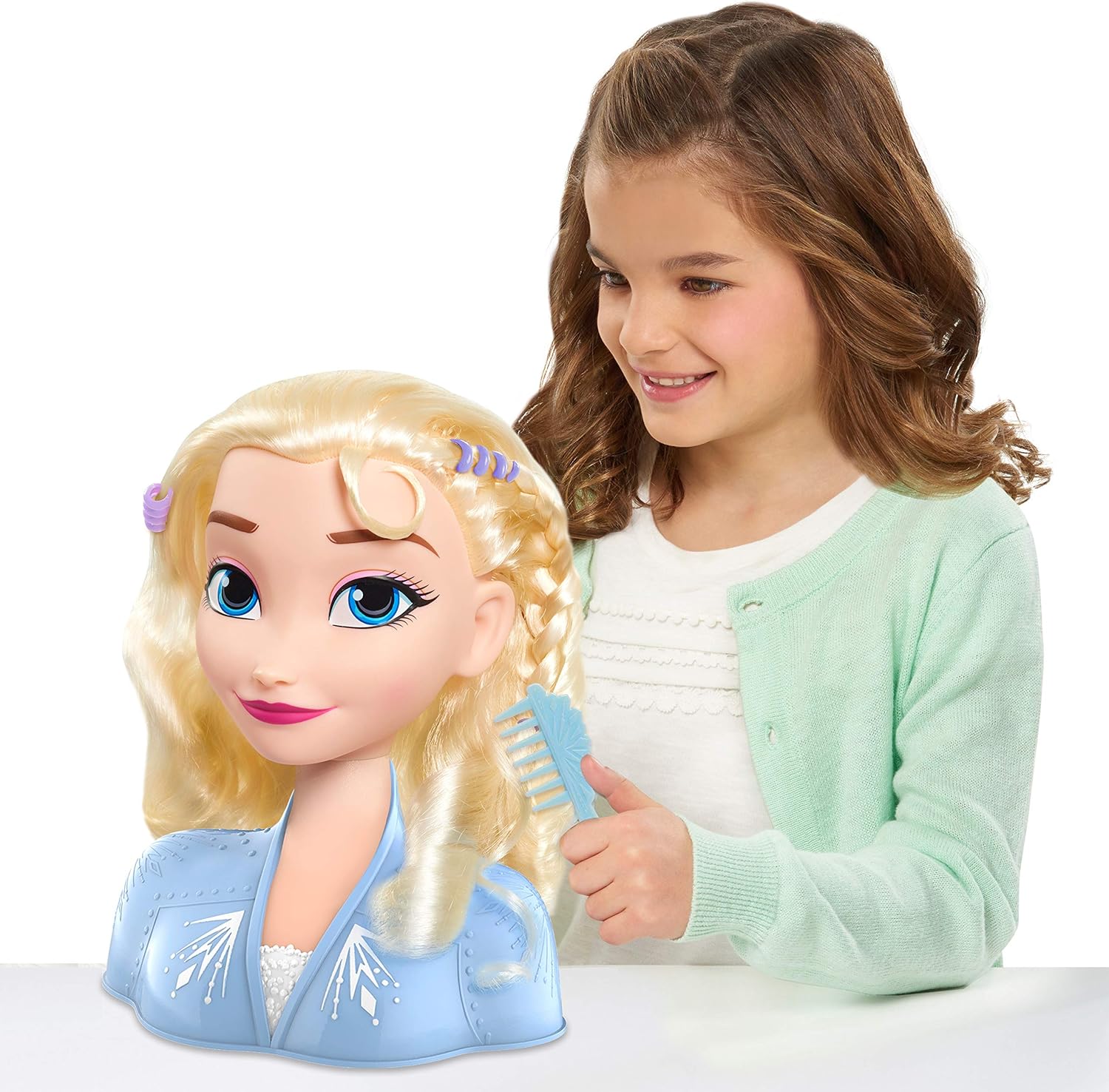 JUST PLAY - CABEZAL DE PEINADO ELSA DE DISNEY 2, 18 PIEZAS, INCLUYE ACCESORIOS PARA USAR Y COMPARTIR, RUBIO, PEINADO DE CABELLO - 2