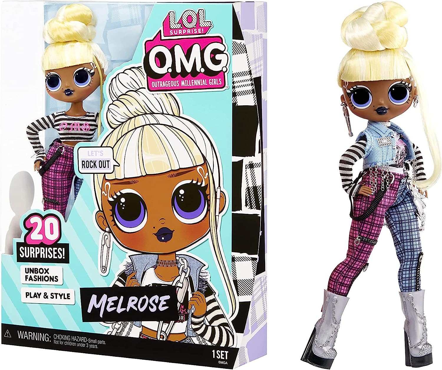 LOL SORPRESA! MUÑECA DE MODA OMG MELROSE CON 20 SORPRESAS, INCLUYEN ACCESORIOS UN ATUENDO ELEGANTE, JUGUETE DE VACACIONES - 1