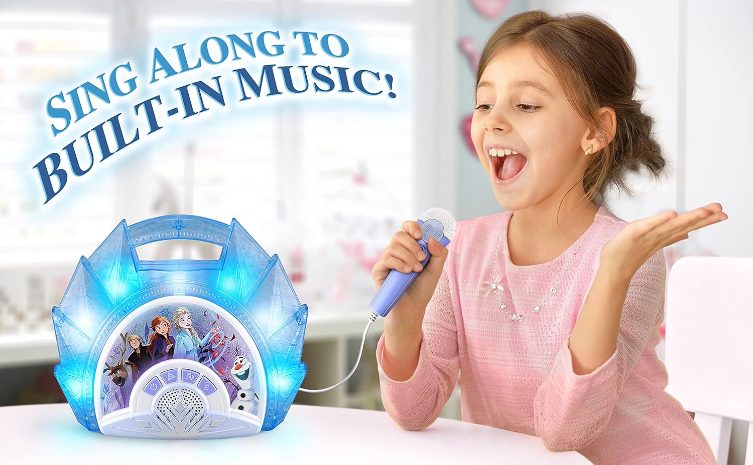 ESTÉREO PORTÁTIL DE FROZEN 2 CANTA CONMIGO CON MICRÓFONO, MÚSICA INTEGRADA, LUCES PARPADEANTES - 5