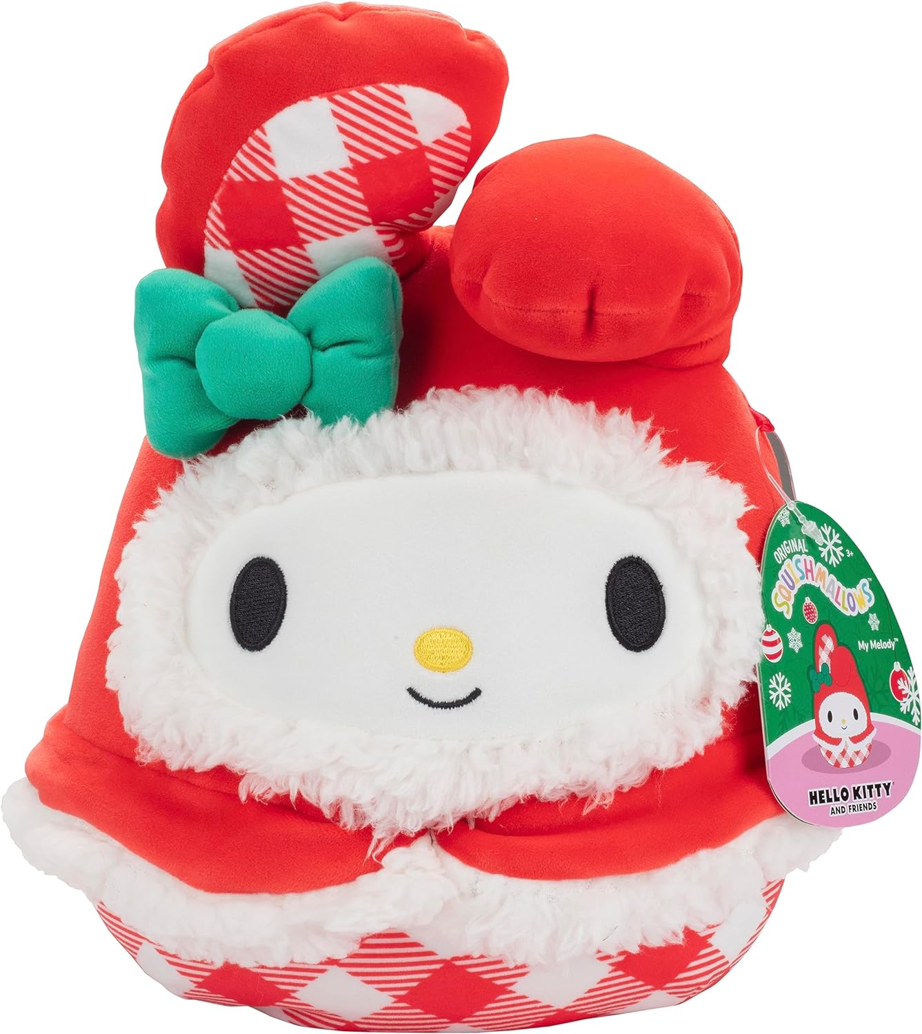 SQUISHMALLOWS PAQUETE DE 2 PELUCHES NAVIDEÑOS DE HELLO KITTY Y MY MELODY DE 8', JUGUETE DE PELUCHE COLECCIONABLE SUAVE Y BLANDO - 2