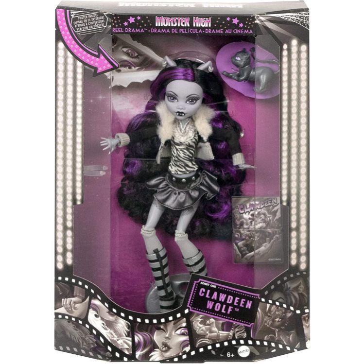 MONSTER HIGH MUÑECA LOBO CLAWDEEN EN BLANCO Y NEGRO - 3