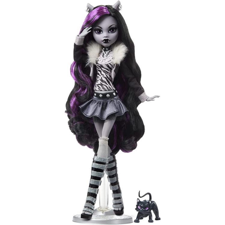 MONSTER HIGH MUÑECA LOBO CLAWDEEN EN BLANCO Y NEGRO - 4