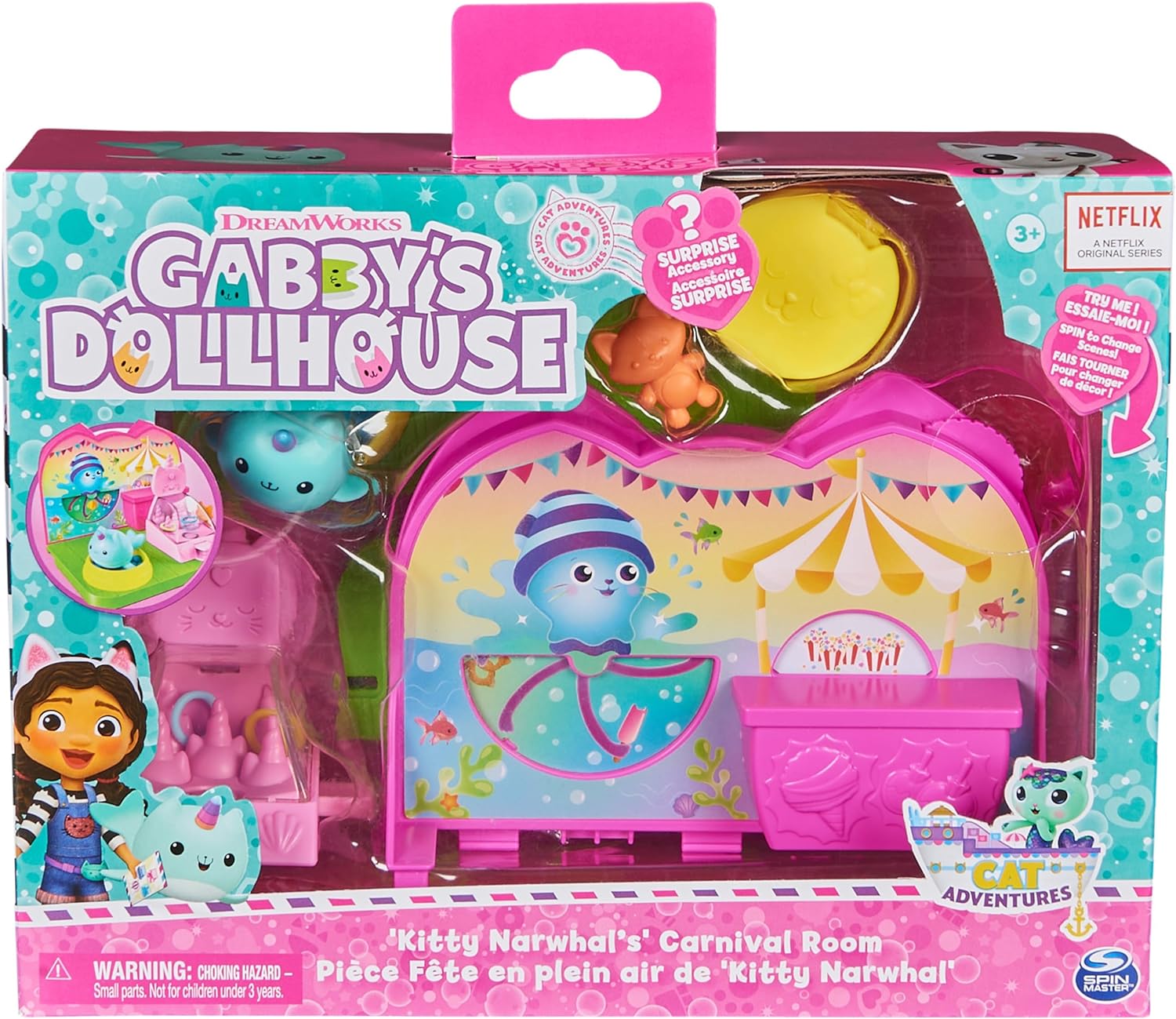 GABBY'S DOLLHOUSE HABITACIÓN DE CARNAVAL DE KITTY NARWHAL, CON FIGURA DE JUGUETE, JUGUETES SORPRESA Y MUEBLES DE CASA DE MUÑECAS - 2