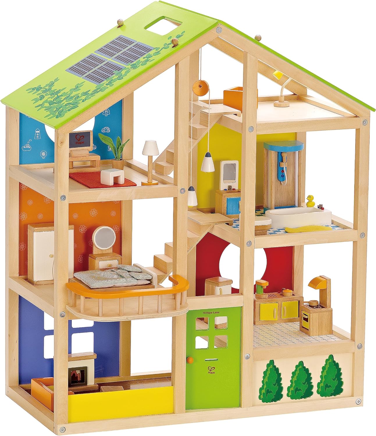 CASA DE MUÑECAS DE MADERA 'ALL SEASONS' AMOBLADA CON ACCESORIOS PARA NIÑOS DE HAPE - 1