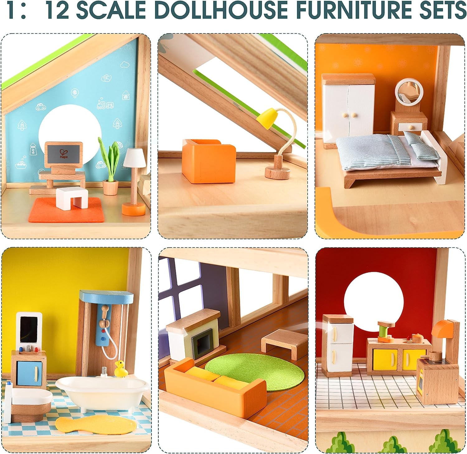 CASA DE MUÑECAS DE MADERA 'ALL SEASONS' AMOBLADA CON ACCESORIOS PARA NIÑOS DE HAPE - 3