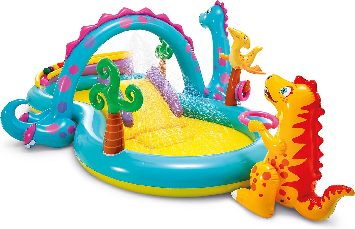 CENTRO DE JUEGO INFLABLE TIERRA DE DINOSAURIOS DE INTEX, 31 X 90 X 44 PULGADAS, A PARTIR DE 2 AÑOS - 1