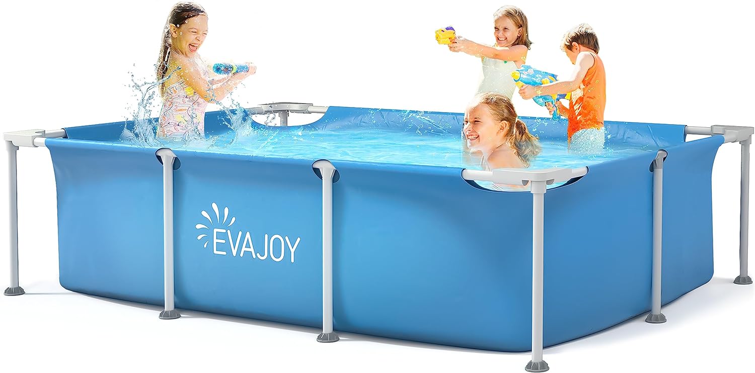 EVAJOY PISCINA CON MARCO DE METAL DE 85 X 23 X 59 ', PISCINA RECTANGULAR SOBRE EL SUELO CON MARCO DE ACERO, PVC RESISTENTE - 1