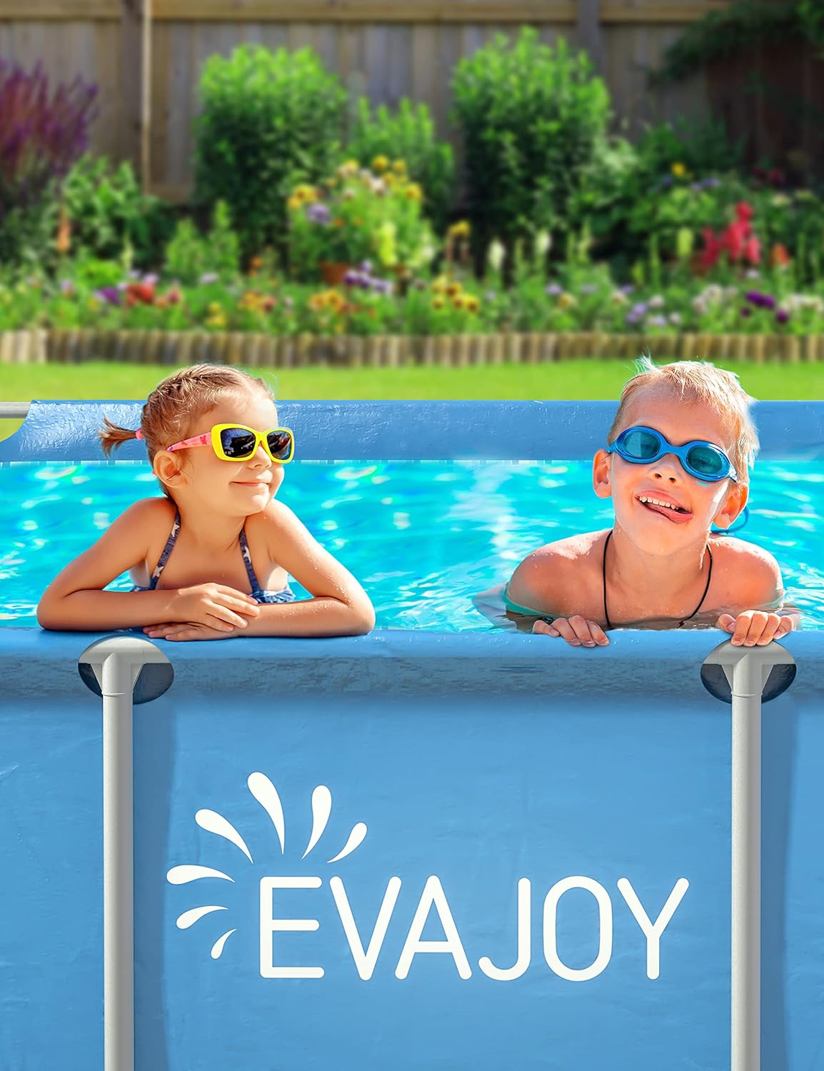 EVAJOY PISCINA CON MARCO DE METAL DE 85 X 23 X 59 ', PISCINA RECTANGULAR SOBRE EL SUELO CON MARCO DE ACERO, PVC RESISTENTE - 3