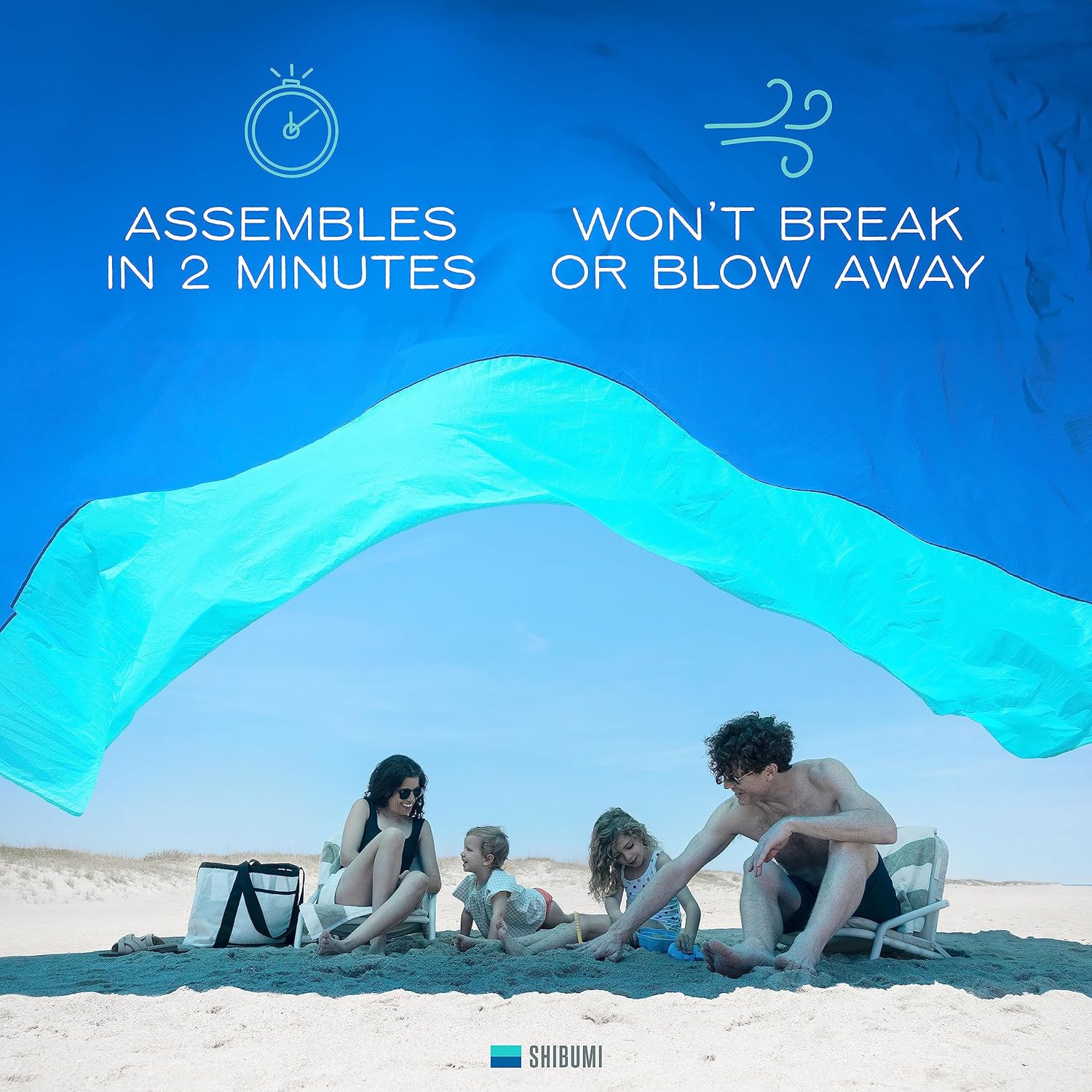 SHIBUMI SHADE MINI, EL TOLDO DE PLAYA  WIND-POWERED®, PROPORCIONA 75 PIES DE SOMBRA, COMPACTO Y FÁCIL DE TRANSPORTAR - 4