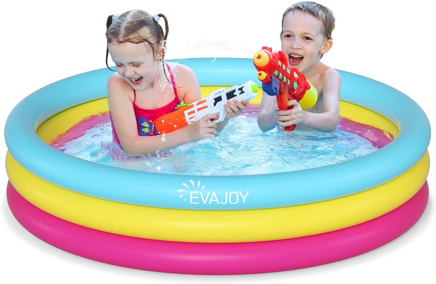 EVAJOY - PISCINA INFLABLE PARA NIÑOS, 58 X 13' PARA NIÑOS, CENTRO DE PISCINA DE 3 ANILLOS PARA PATIO TRASERO Y JARDÍN - 1