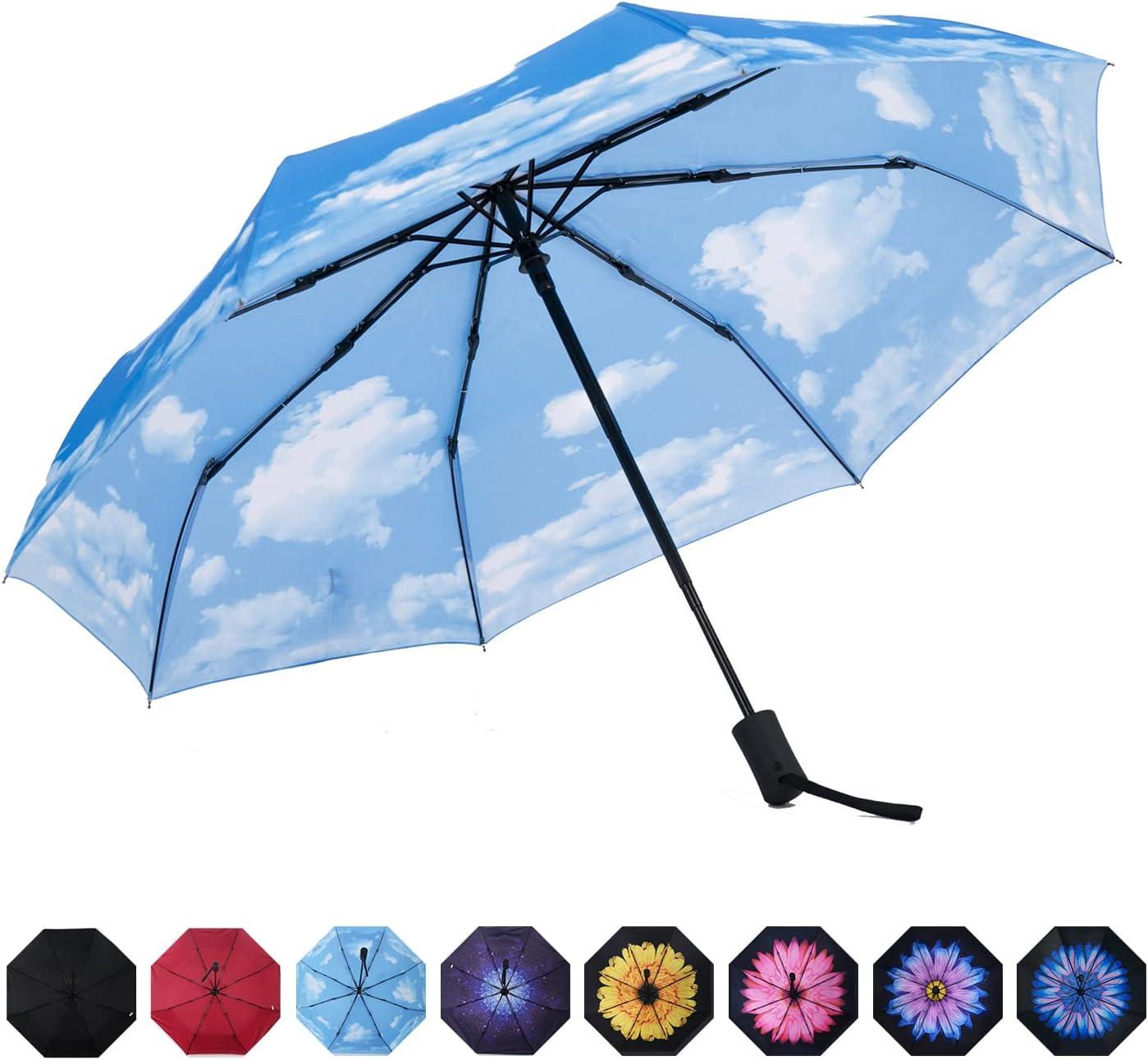 SOMBRILLA DE VIAJE RESISTENTE AL VIENTO, AUTOMÁTICO, LIGERO, IRROMPIBLE, DE GRAN EFICIENCIA, DE SY COMPACT - 1