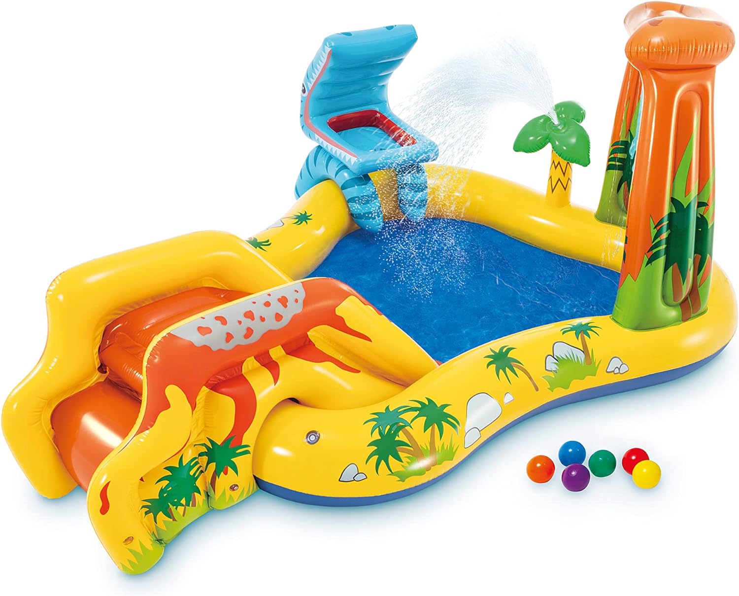 TOBOGÁN DE AGUA DE DINOSAURIO INTEX, DIVERSIÓN PARA NIÑOS EN EL PATIO,CENTRO INFLABLE,DIVERSIÓN EN LA PISCINA AL AIRE LIBRE,BEIGE - 1
