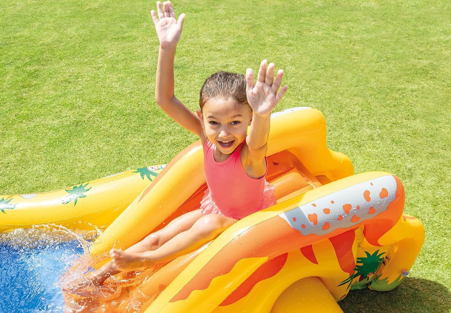 TOBOGÁN DE AGUA DE DINOSAURIO INTEX, DIVERSIÓN PARA NIÑOS EN EL PATIO,CENTRO INFLABLE,DIVERSIÓN EN LA PISCINA AL AIRE LIBRE,BEIGE - 4