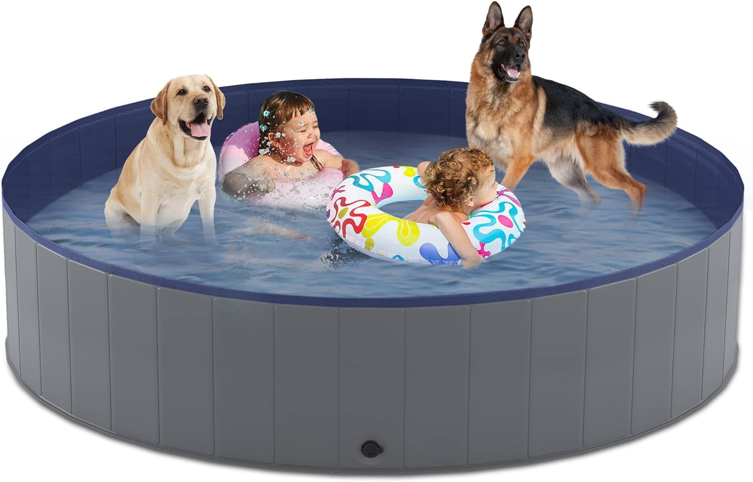 NIUBYA PISCINA PORTÁTIL PARA PERROS, PISCINA PLEGABLE PARA MASCOTAS, 79 X 16 PULGADAS - 1