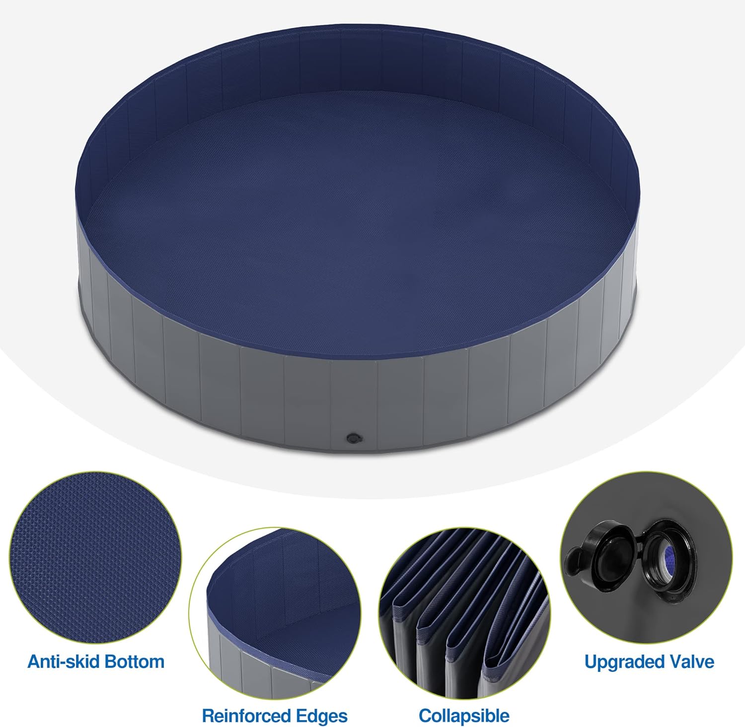 NIUBYA PISCINA PORTÁTIL PARA PERROS, PISCINA PLEGABLE PARA MASCOTAS, 79 X 16 PULGADAS - 3