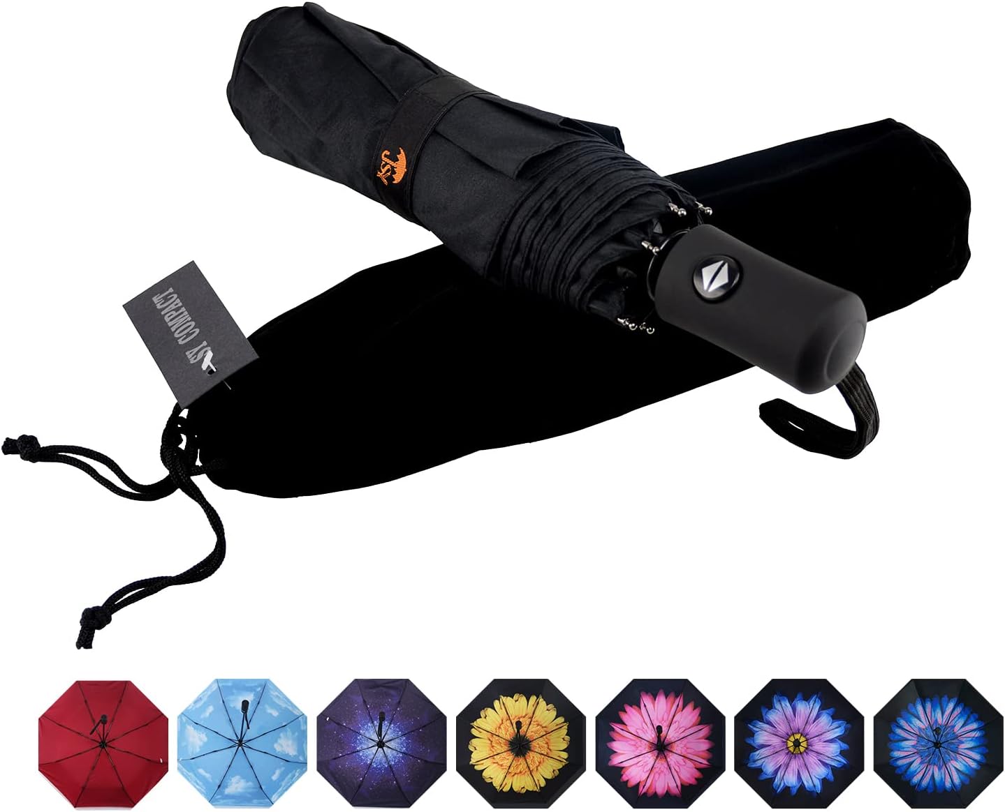 SOMBRILLA DE VIAJE RESISTENTE AL VIENTO, AUTOMÁTICO, LIGERO, IRROMPIBLE, DE GRAN EFICIENCIA, DE SY COMPACT - 1