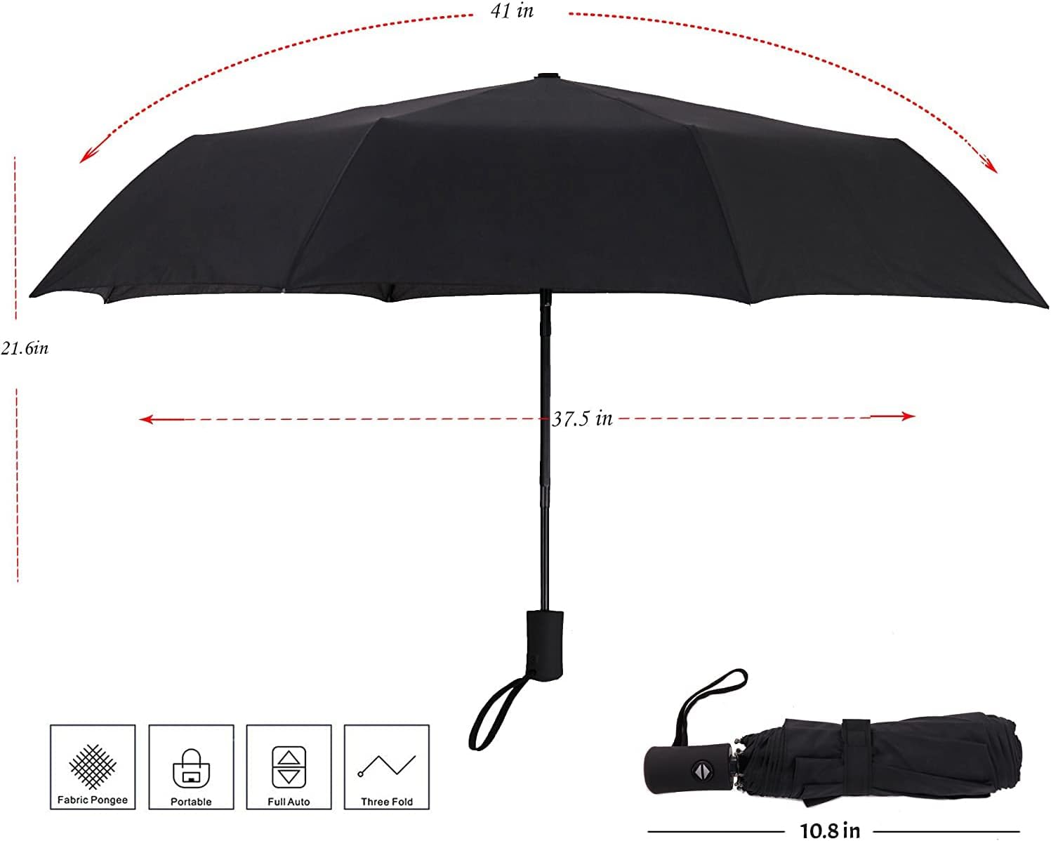 SOMBRILLA DE VIAJE RESISTENTE AL VIENTO, AUTOMÁTICO, LIGERO, IRROMPIBLE, DE GRAN EFICIENCIA, DE SY COMPACT - 4