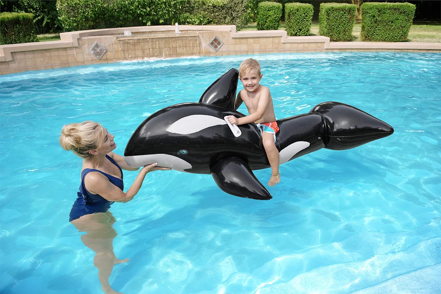 BESTWAY - INFLABLE H2OGO! EN FORMA DE PEZ PAYASO PARA PISCINA, KILLER WHALE, NEGRO - 4