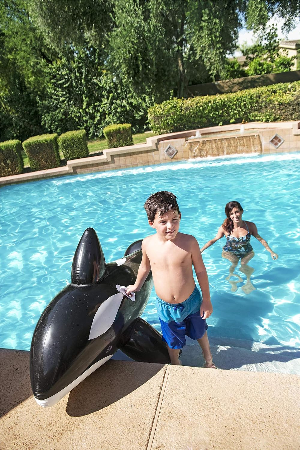 BESTWAY - INFLABLE H2OGO! EN FORMA DE PEZ PAYASO PARA PISCINA, KILLER WHALE, NEGRO - 5