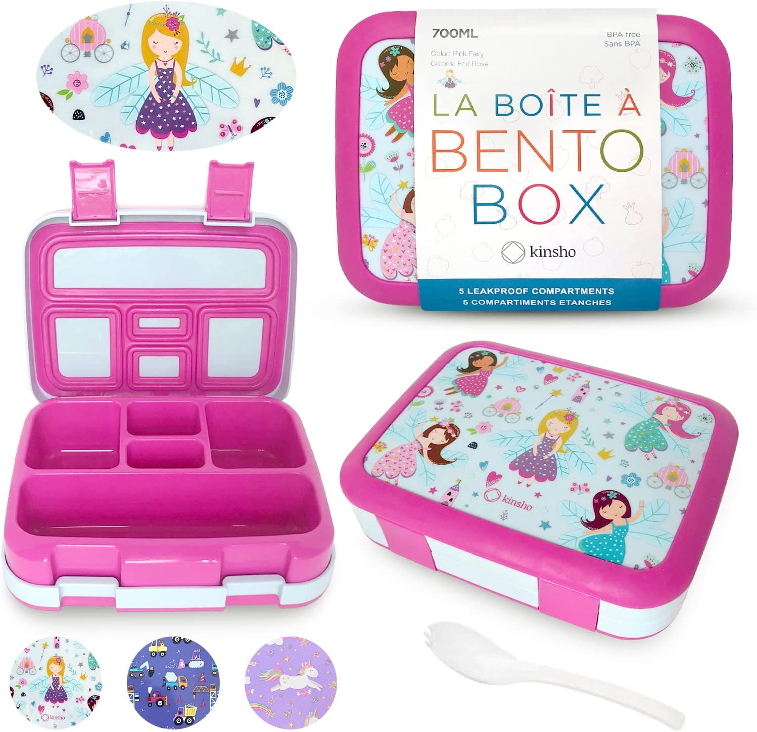 LONCHERA BENTO PARA NIÑOS Y NIÑAS, 5 SECCIONES DE PORCIONES - 1