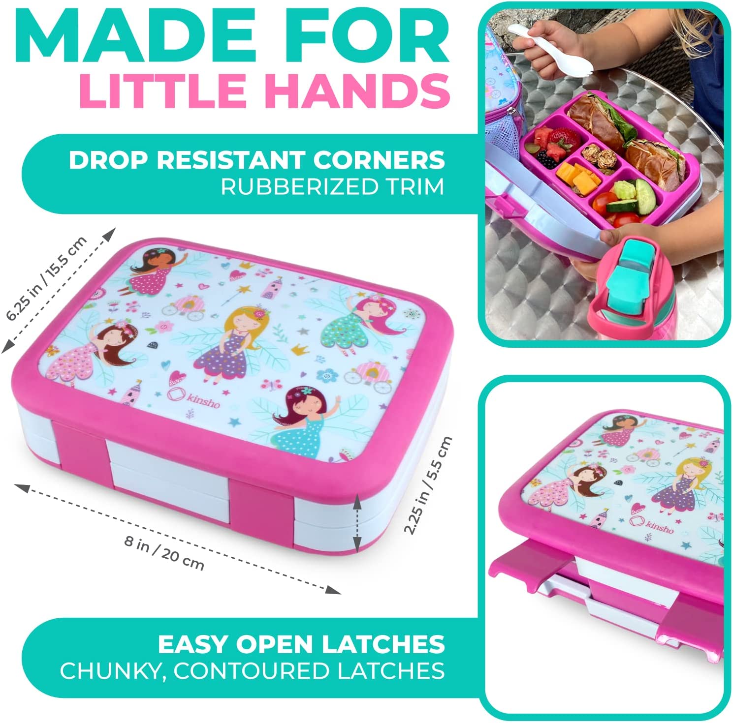 LONCHERA BENTO PARA NIÑOS Y NIÑAS, 5 SECCIONES DE PORCIONES - 3